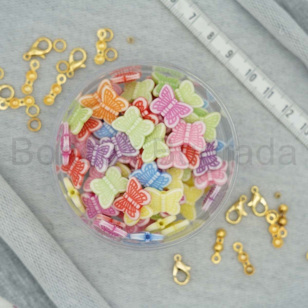 Plastik Renkli Boncuk Kelebek