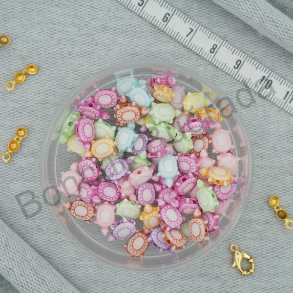 Plastik Renkli Boncuk Kaplumbağa