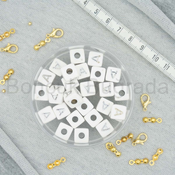 10 mm Gümüş Zar Harf - A
