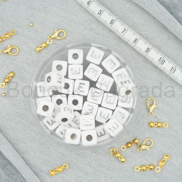 10 mm Gümüş Zar Harf - E
