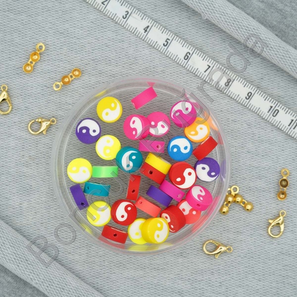 Renkli Yin Yang Figürlü Fimo Boncuk 