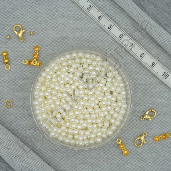 4 mm Plastik İnci - 1Kalite Krem 