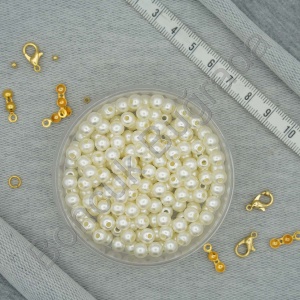 6 mm Plastik İnci - 1.Kalite Krem