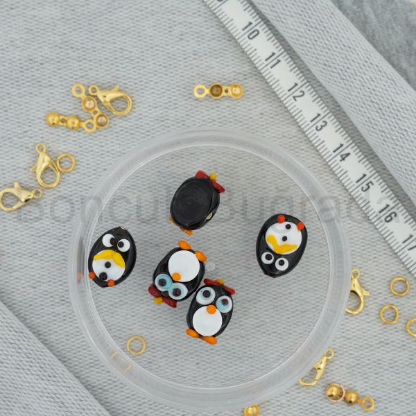 Penguen Figürlü Murano Boncuk 