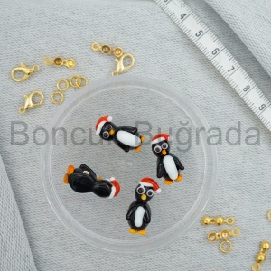 Penguen Figürlü Murano Boncuk 