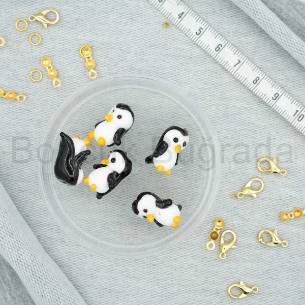 Penguen Figürlü Murano Boncuk 