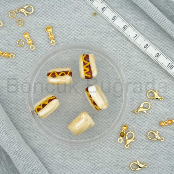 Hot Dog Figürlü Murano Boncuk 