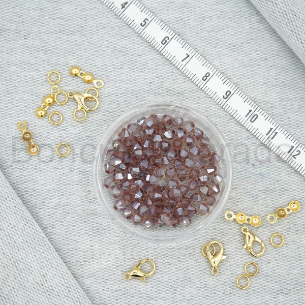4 mm Piramit Kristal Boncuk 