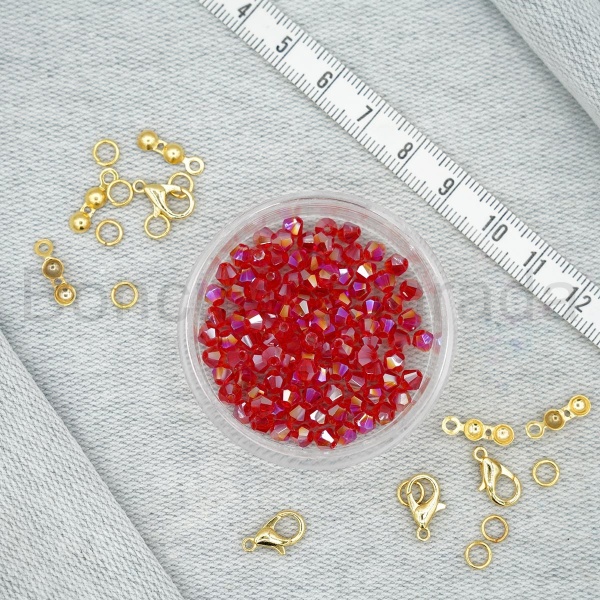 4 mm Piramit Kristal Boncuk 