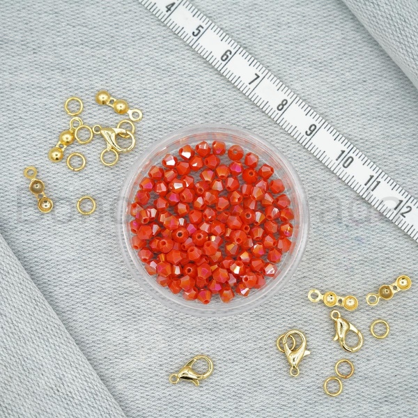 4 mm Piramit Kristal Boncuk 