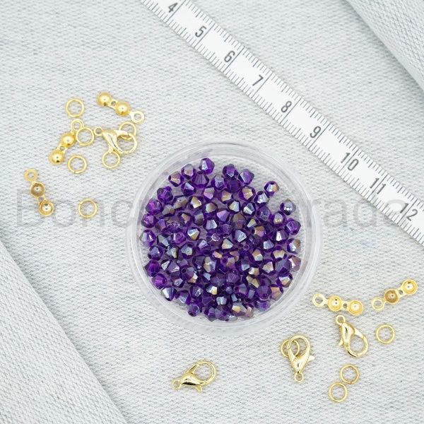 4 mm Piramit Kristal Boncuk 