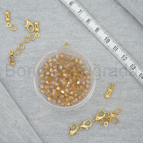 4 mm Piramit Kristal Boncuk 