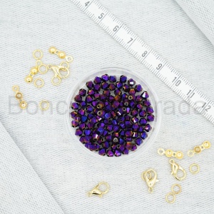 4 mm Piramit Kristal Boncuk 