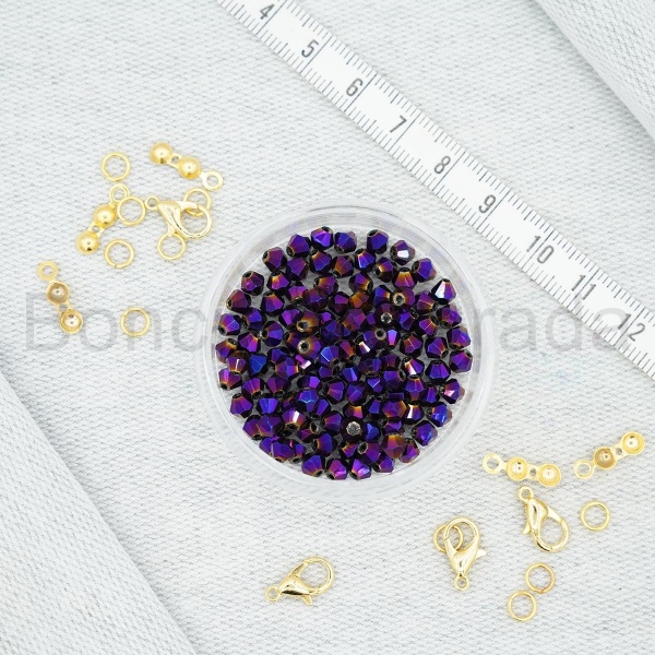 4 mm Piramit Kristal Boncuk 