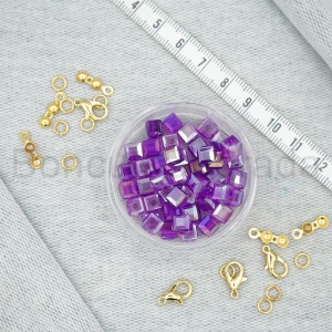 6 mm Kare Kristal Boncuk 