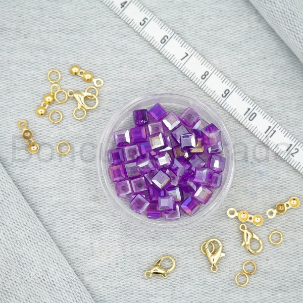6 mm Kare Kristal Boncuk 