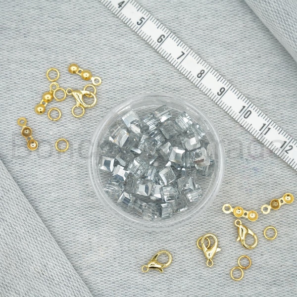 6 mm Kare Kristal Boncuk 