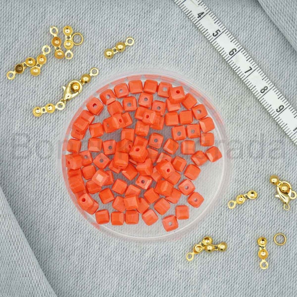 6 mm Kare Kristal Boncuk 