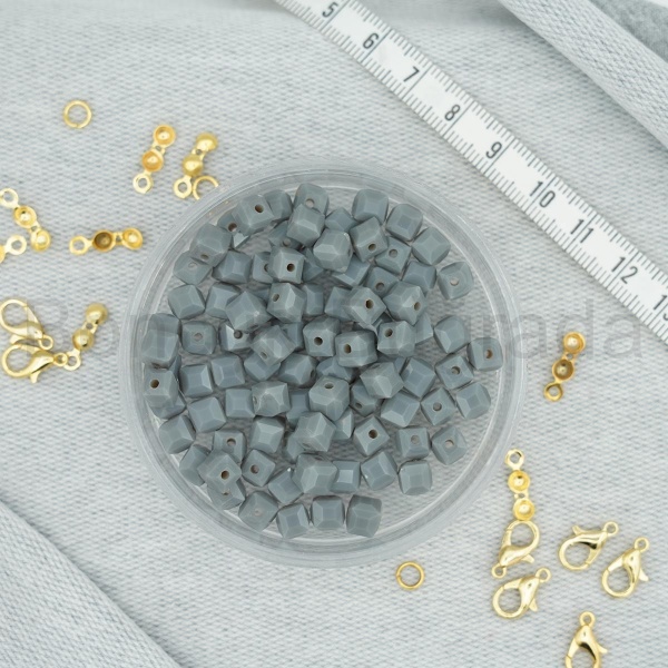 6 mm Kare Kristal Boncuk 