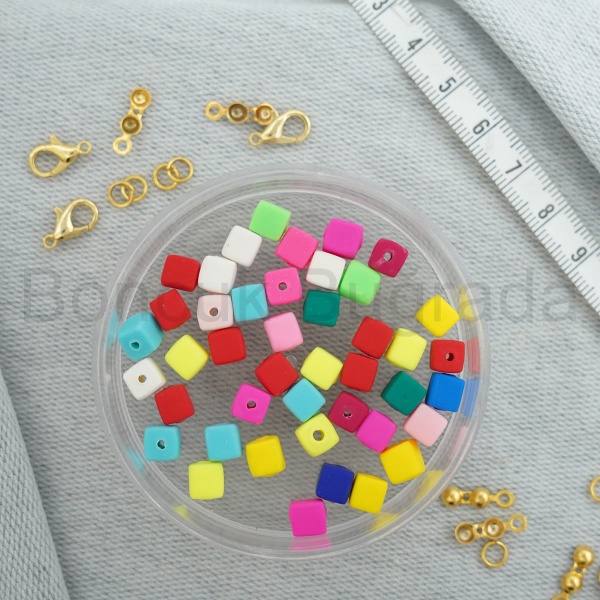 6 mm Küp Fimo Boncuk