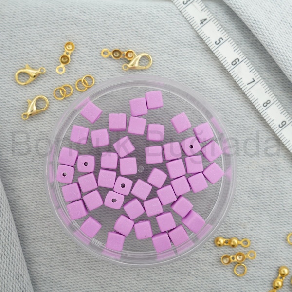 6 mm Küp Fimo Boncuk
