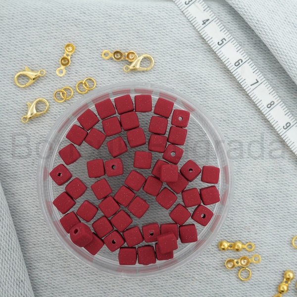 6 mm Küp Fimo Boncuk