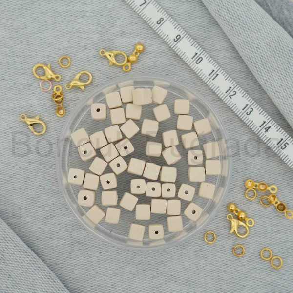6 mm Küp Fimo Boncuk