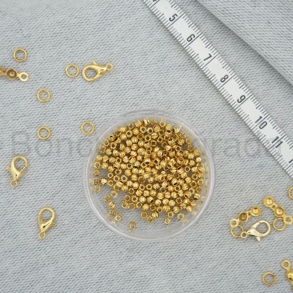 3 mm Altın Kaplama Dorika Boncuk