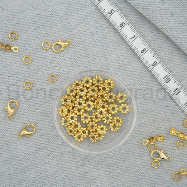 Altın Kaplama Takı Boncuğu - 6 mm Dişli