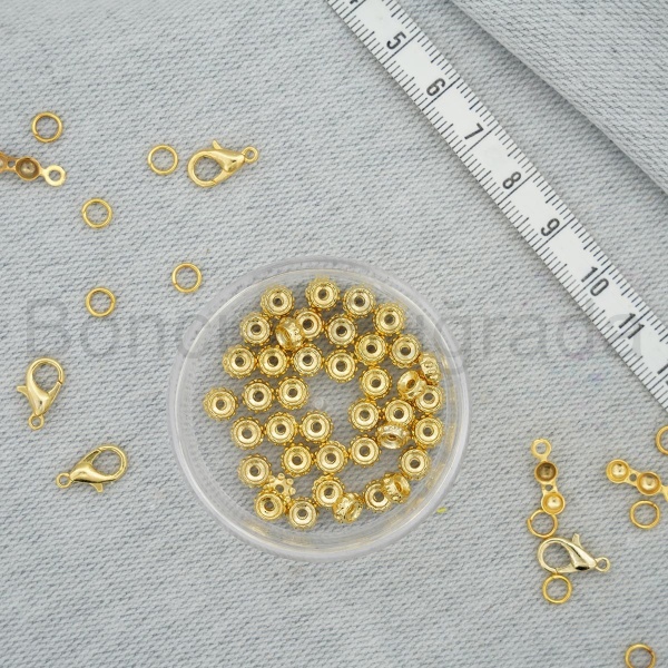 Altın Kaplama Takı Boncuğu - 5 mm Düz