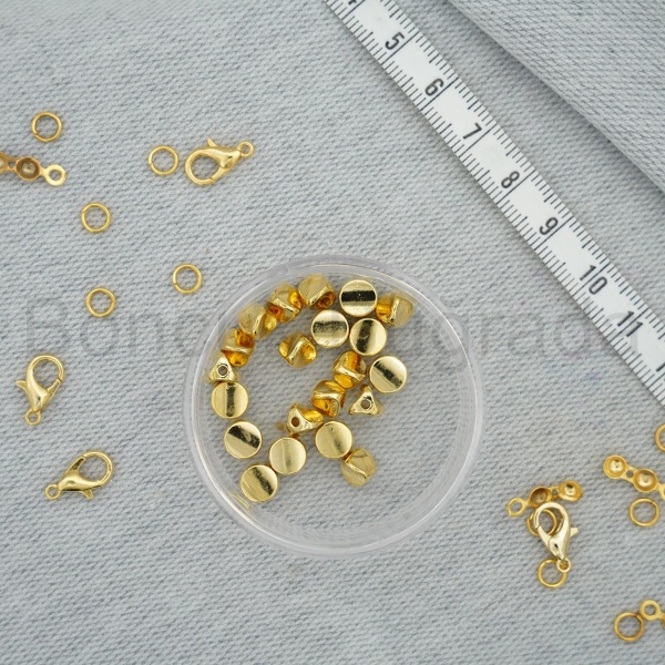 Altın Kaplama Takı Boncuğu - 8 mm Yassı