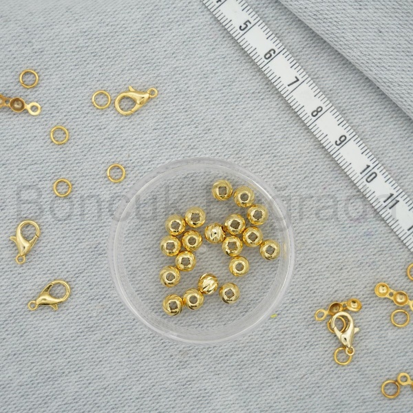 6 mm Altın Kaplama Dorika Boncuk