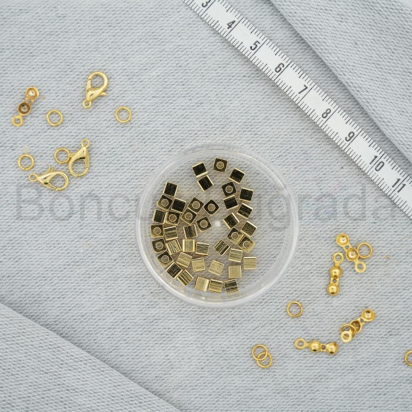 4 mm Altın Kaplama Küp Boncuk 