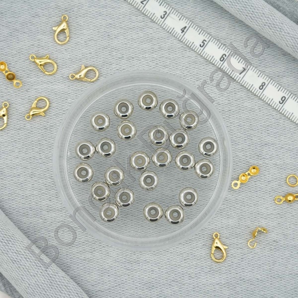 8 mm Asansör Boncuk - Rodyum Kaplama 