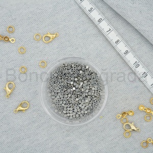 2 mm Rodyum Kaplama Küp Boncuk 