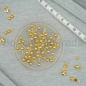 4x5 mm Kararmaz Top Küpe Çivisi 