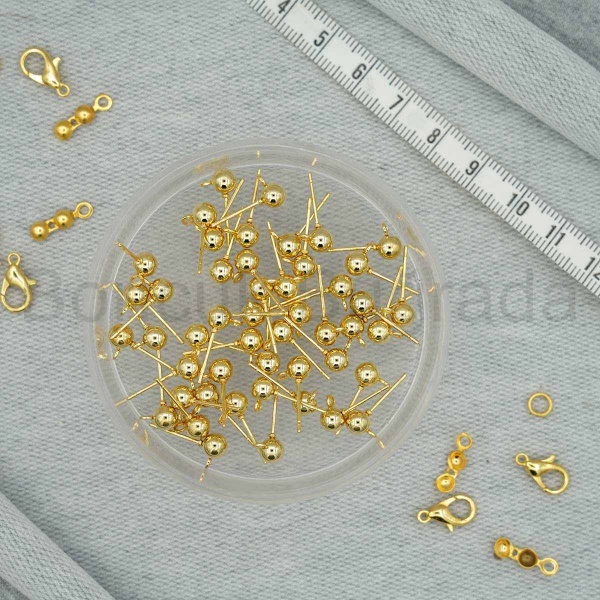 4x5 mm Kararmaz Top Küpe Çivisi 
