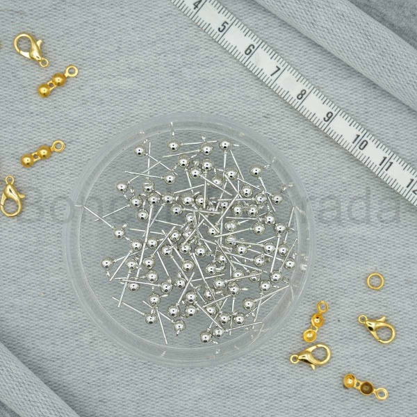 3x4 mm Kararmaz Top Küpe Çivisi 