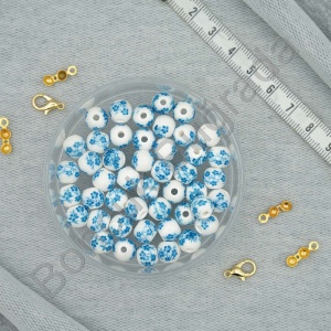 Seramik Figürler - 8 mm Çiçekli