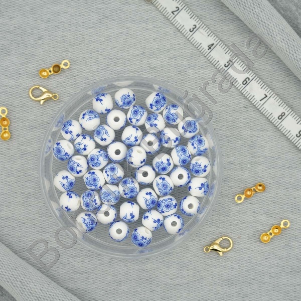  Seramik Figürler - 8 mm Çiçekli