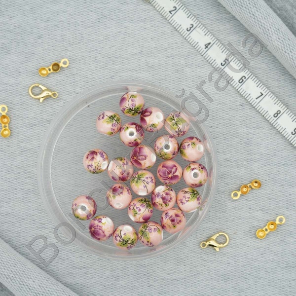  Seramik Figürler - 10 mm Çiçekli